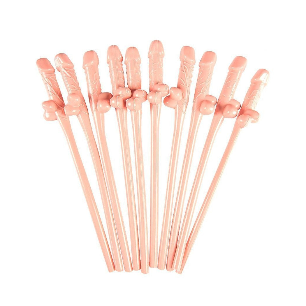 10 STROHHALME IN PENISFORM FÜR JUNGGESELLINNENABSCHIEDS-GADGETS