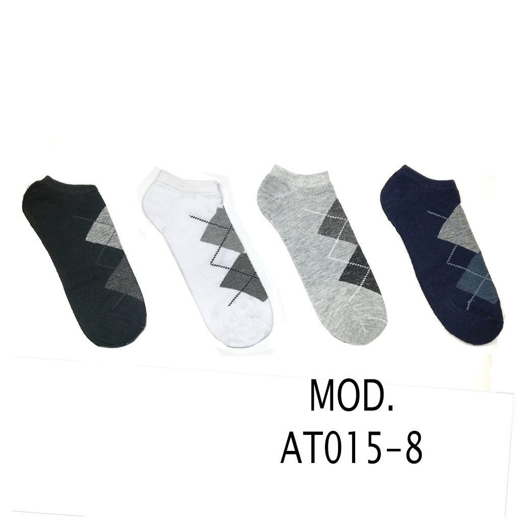 12 PAAR BEQUEME SOCKEN MIT NIEDRIGEM KRAGEN IN 4 RAUTENFARBEN VON 40 BIS 46 AT015-8