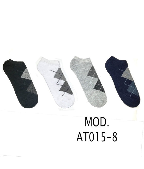 12 PAAR BEQUEME SOCKEN MIT NIEDRIGEM KRAGEN IN 4 RAUTENFARBEN VON 40 BIS 46 AT015-8