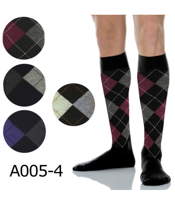 12 PAAR LANGE WARME BAUMWOLLSOCKEN FÜR HERREN MIT RHOMBUS IN VERSCHIEDENEN FARBEN A005-4