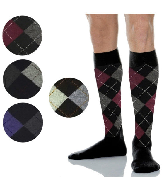 12 PAAR LANGE WARME BAUMWOLLSOCKEN FÜR HERREN MIT RHOMBUS IN VERSCHIEDENEN FARBEN A005-4