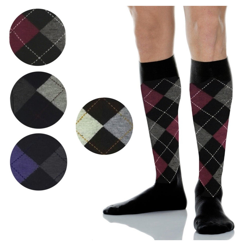 12 PAAR LANGE WARME BAUMWOLLSOCKEN FÜR HERREN MIT RHOMBUS IN VERSCHIEDENEN FARBEN A005-4