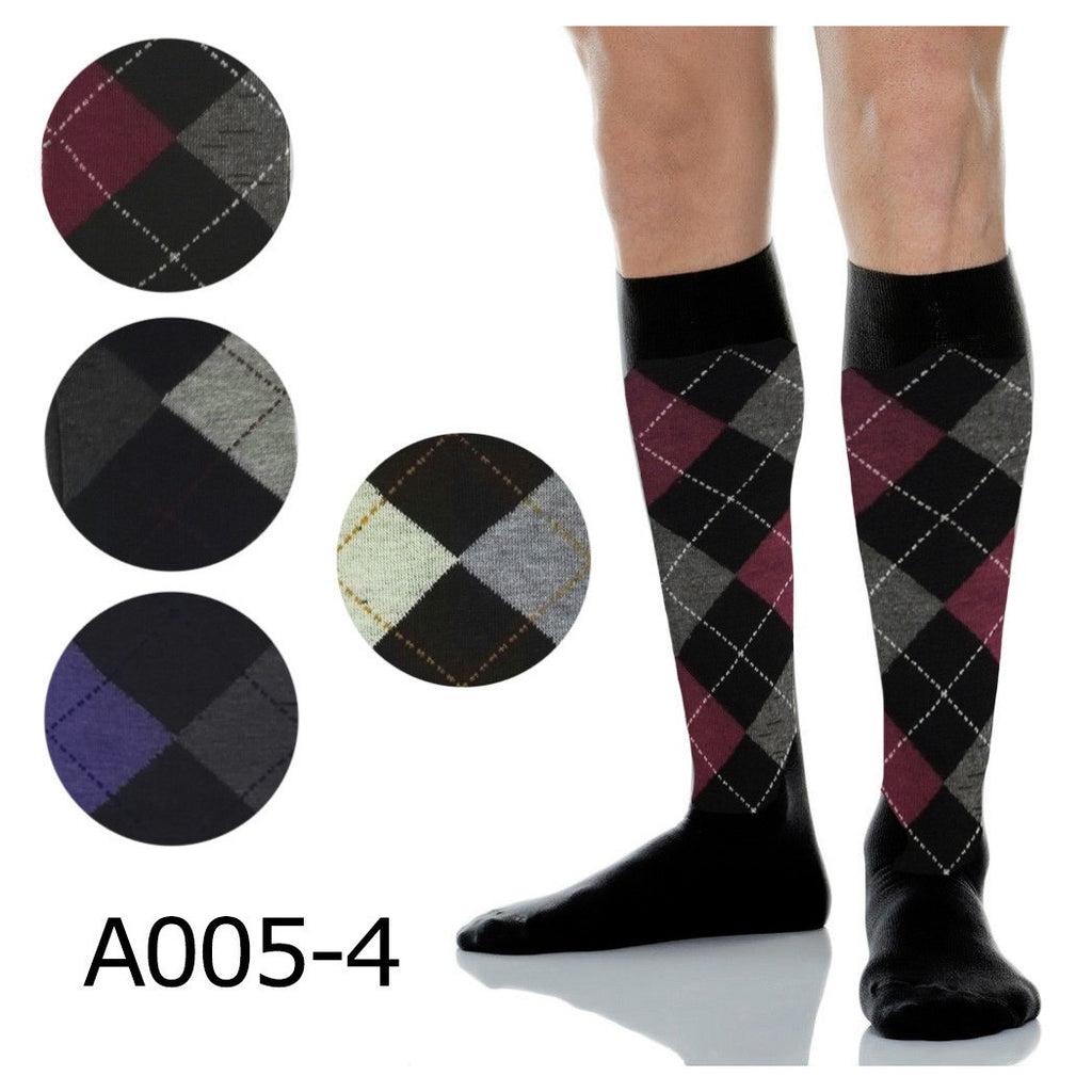12 PAAR LANGE WARME BAUMWOLLSOCKEN FÜR HERREN MIT RHOMBUS IN VERSCHIEDENEN FARBEN A005-4