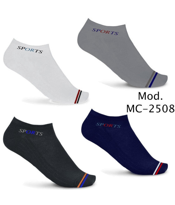 12 Paar Socken Mann Knöchel in Baumwolle verschiedene Farben und Fantasien MC-2508