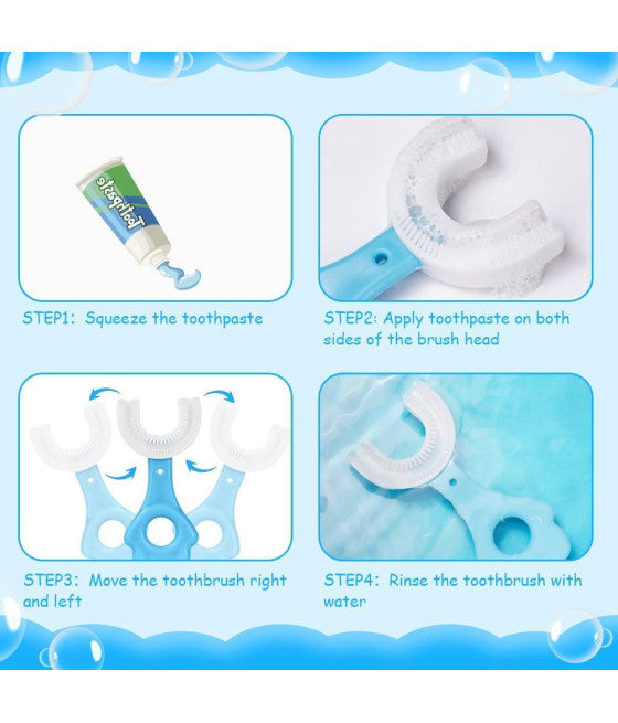 2 STÜCK KINDERZAHNBÜRSTE 2-6 JAHRE U-FÖRMIGE SILIKONBORSTEN