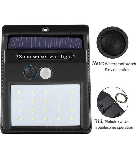 2 X FARO EXTERNAL FOTOVOLTAICO + SENSORE LAMPADA LED