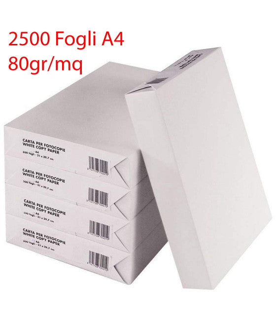 2500 BLATT WEISSES PAPIER A4 FORMAT FÜR KOPIERER BÜRODRUCKER 5 STCK.