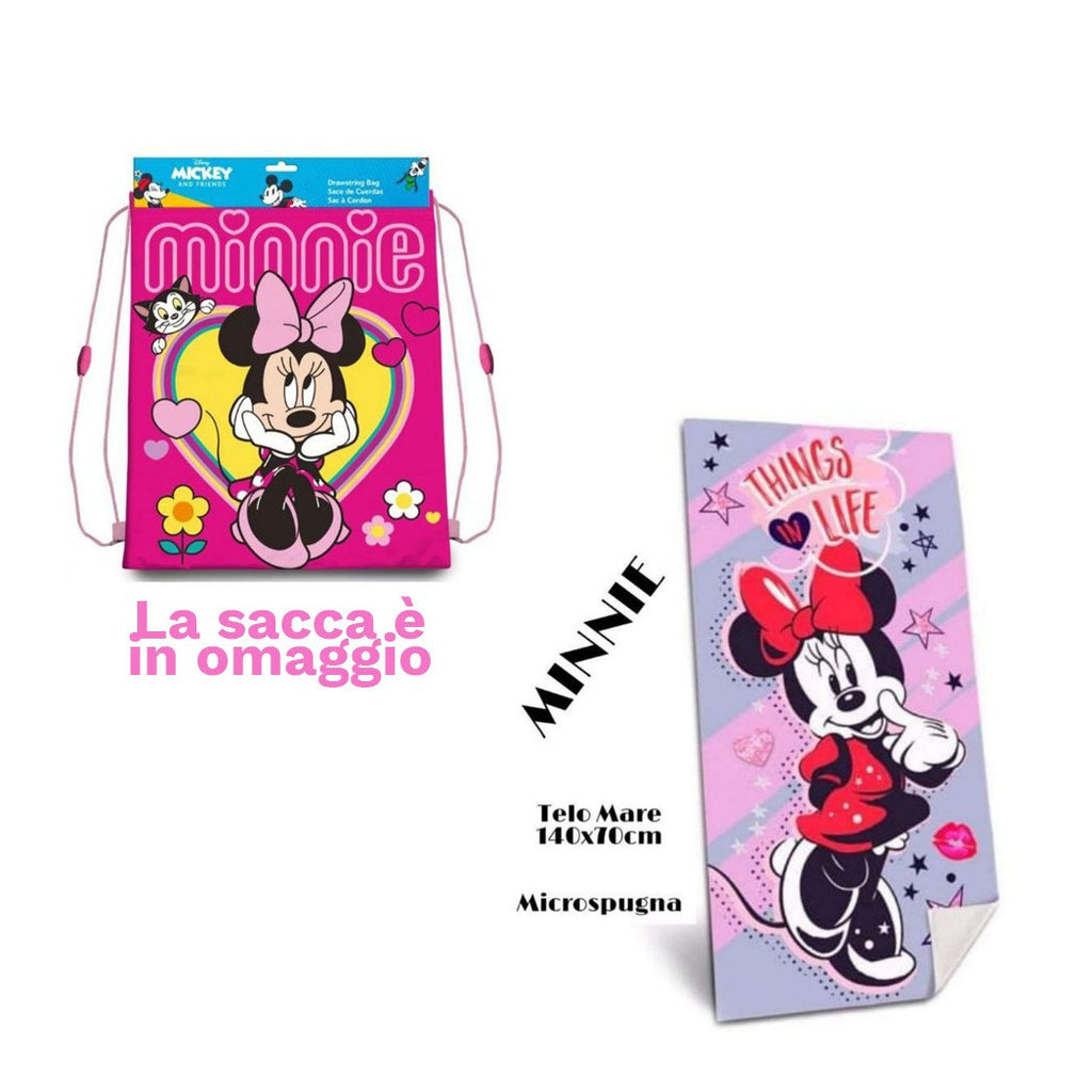 140*70 BAUMWOLLE STRANDTUCH MINNIE MOUSE + KOSTENLOSE TASCHE