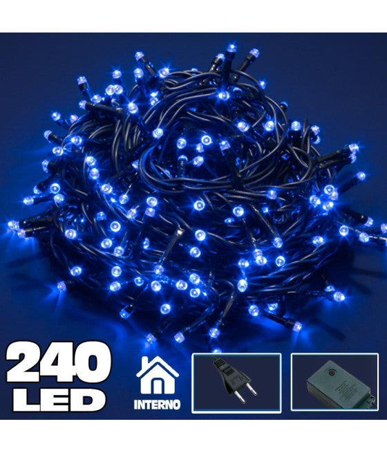 240 BLAUE LED WEIHNACHTSLICHTERKETTE MIT 7 MINI GLÜHWÜRMCHEN SPIELE
