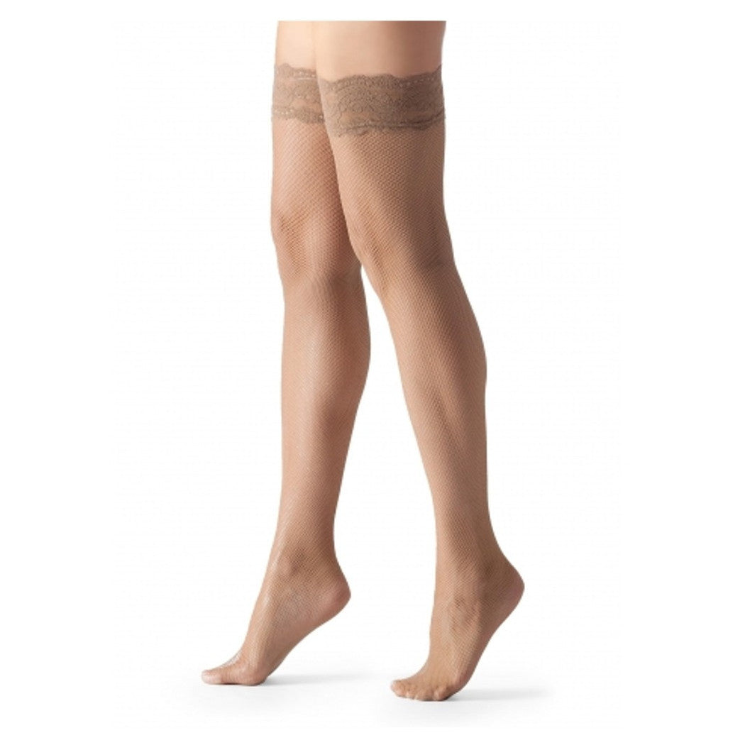 20 DEN NUDE FISHNET FLESH LACE SELF-SUPPORTING TIGHTS