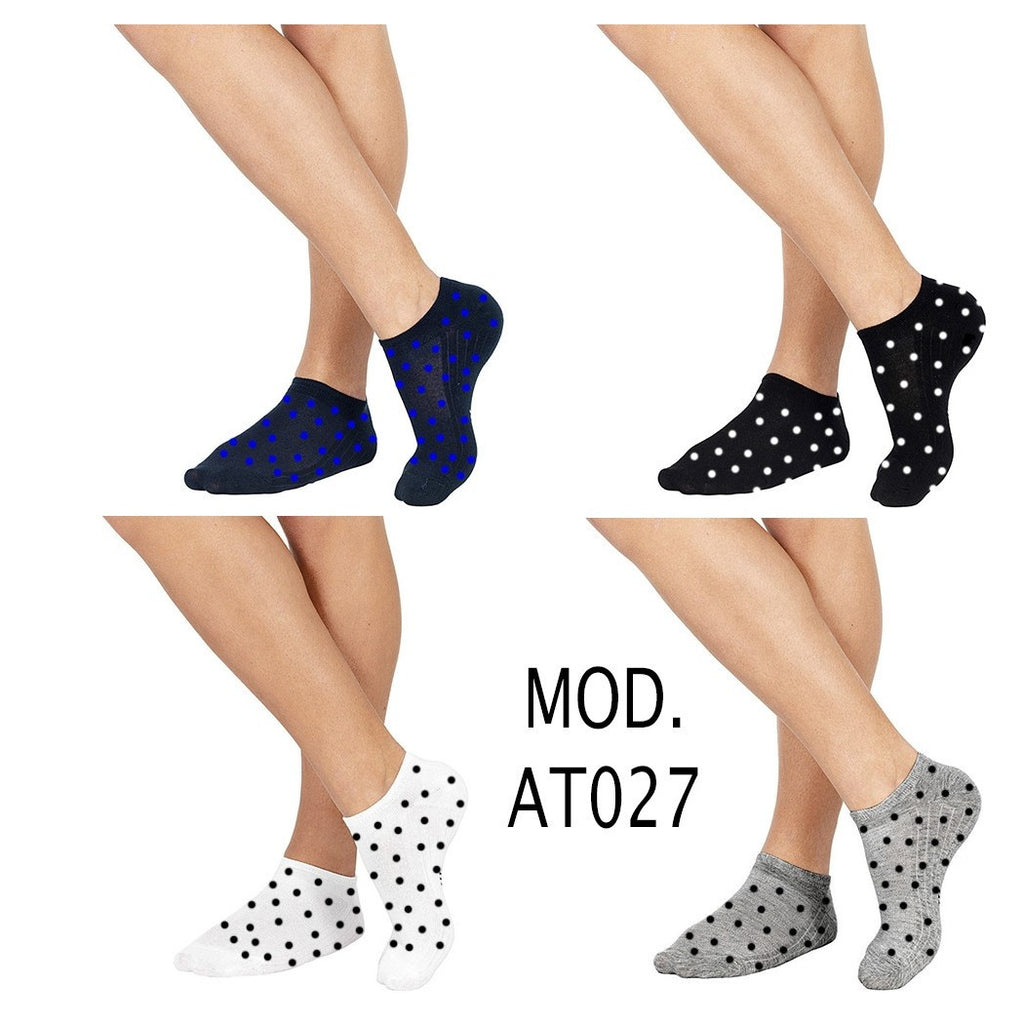 12 PAAR BEQUEME SOCKEN MIT NIEDRIGEM KRAGEN IN 4 POLKA-DOT-FARBEN VON 40 BIS 46 AT027