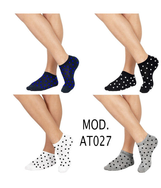 12 PAAR BEQUEME SOCKEN MIT NIEDRIGEM KRAGEN IN 4 POLKA-DOT-FARBEN VON 40 BIS 46 AT027