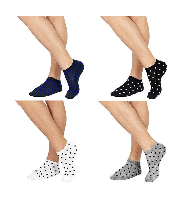 12 PAAR BEQUEME SOCKEN MIT NIEDRIGEM KRAGEN IN 4 POLKA-DOT-FARBEN VON 40 BIS 46 AT027