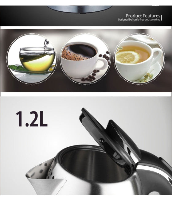 1.2L EDELSTAHL-WASSERKOCHER FÜR TEE UND AUFGÜSSE 1370W