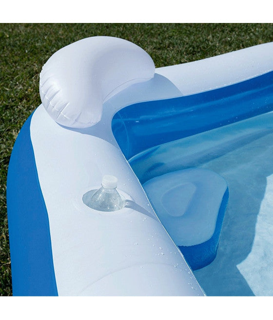 213 X 207 X 69 CM AUFBLASBARES AUFSTELLBECKEN MIT BECHERHALTER-KISSEN