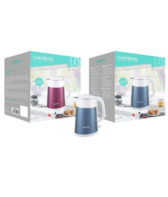 2 LITER 2000W ELEKTRISCHER STAHLWASSERKOCHER BÜRO WASSER REISEN TX-9942