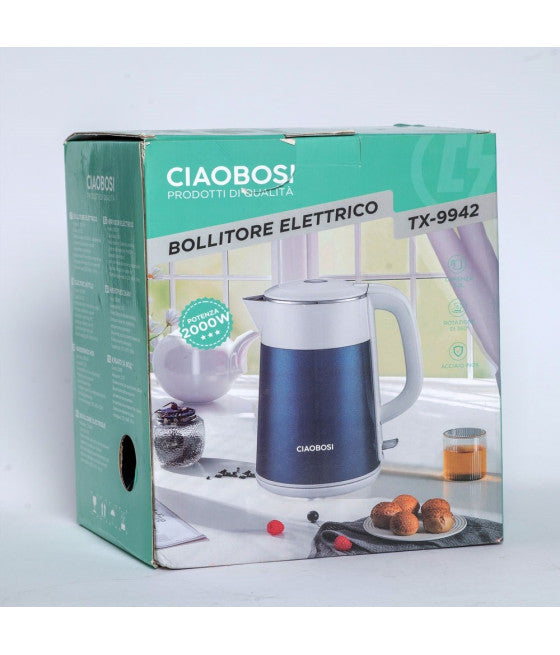 2 LITER 2000W ELEKTRISCHER STAHLWASSERKOCHER BÜRO WASSER REISEN TX-9942