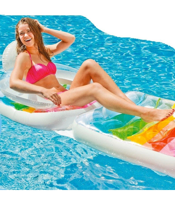 2-IN-1 AUFBLASBARE FALTBARE POOLMATRATZE MIT RÜCKENLEHNE 198X94CM