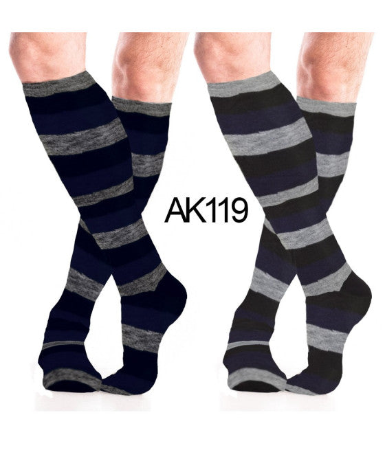 12 PAAR MÄNNER BAUMWOLLE LANGE SOCKEN SORTIERTE FARBEN BREITE STREIFEN AK-119