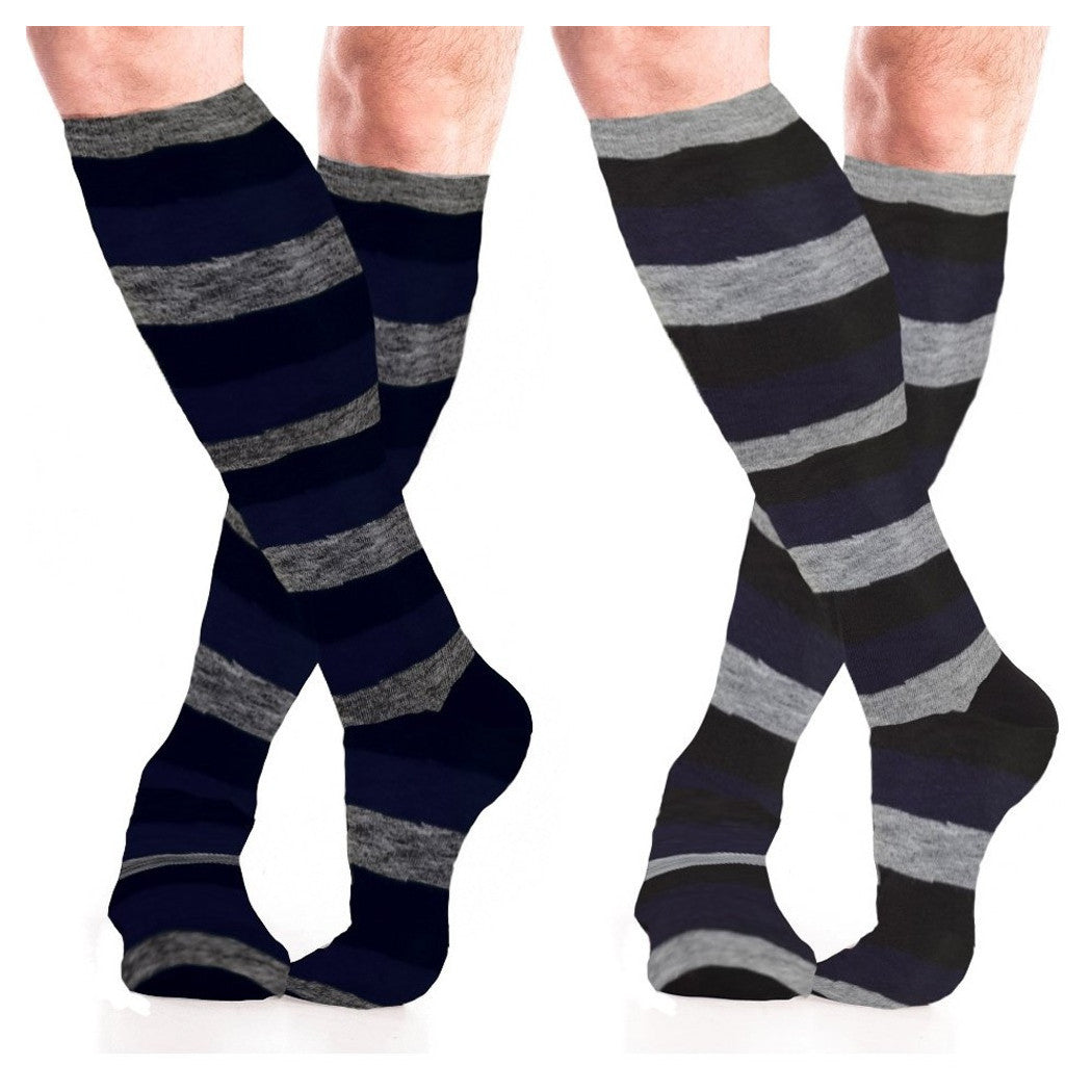 12 PAAR MÄNNER BAUMWOLLE LANGE SOCKEN SORTIERTE FARBEN BREITE STREIFEN AK-119