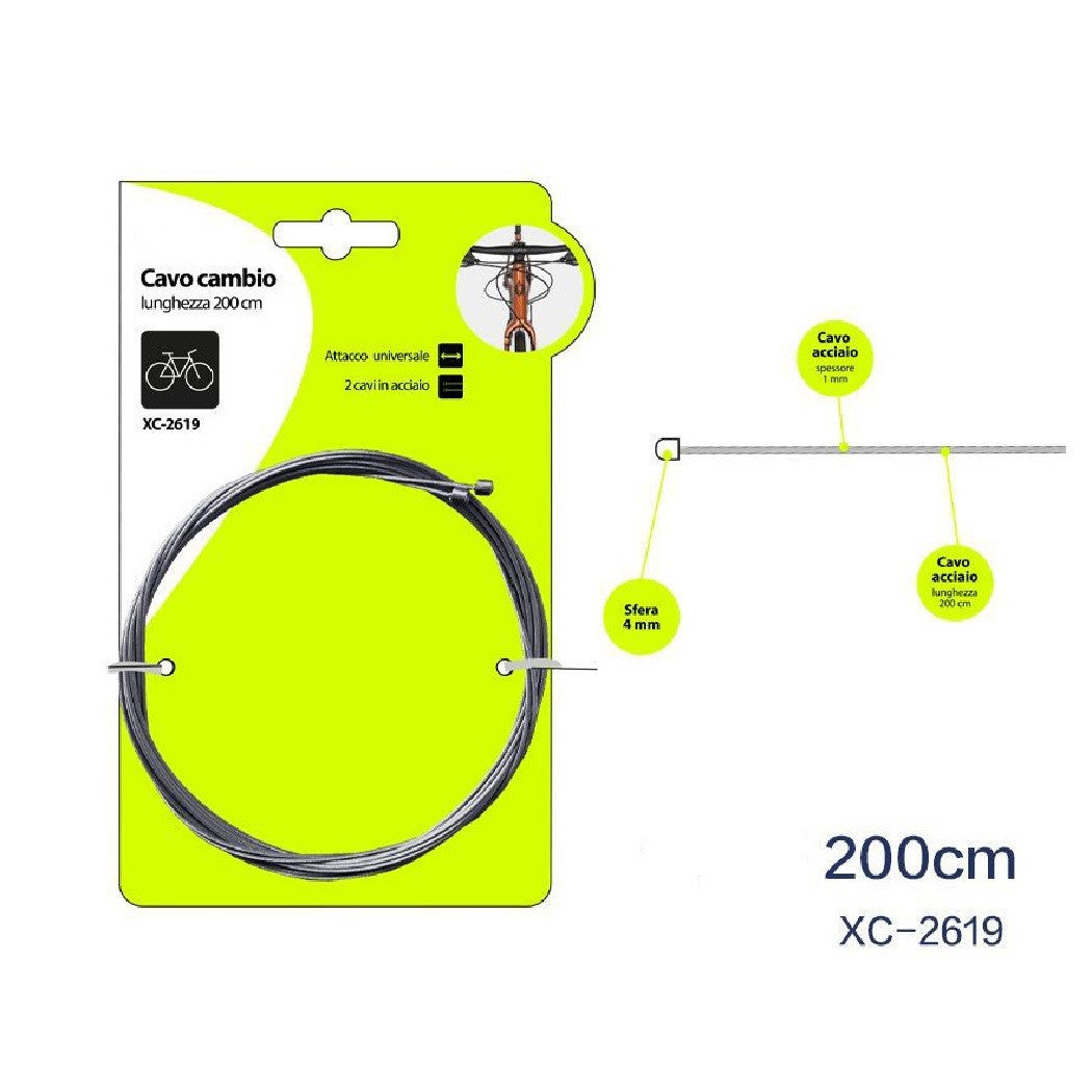 2 STÜCK UNIVERSAL-STAHLSEIL FAHRRAD-SCHALTZUG 200 CM XC-2619