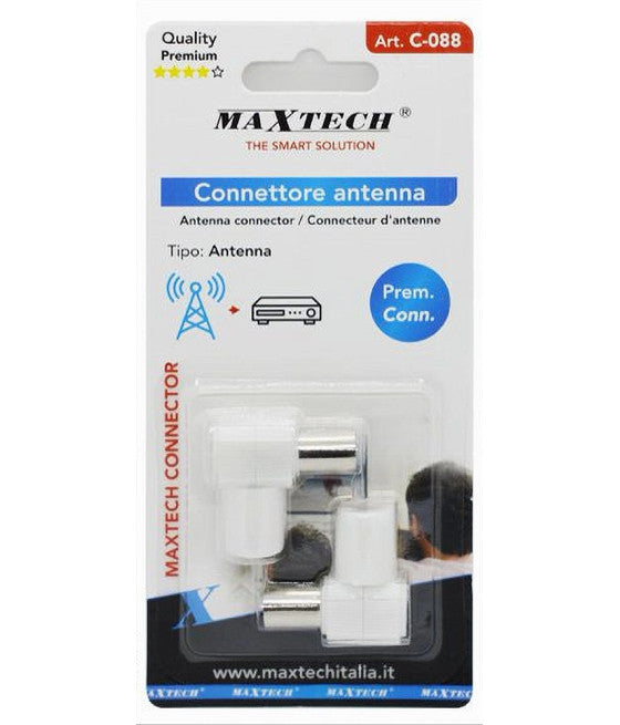 2 Stück 90° abgewinkelter TV-Antennenstecker, weibliches TV-Kabel C-088