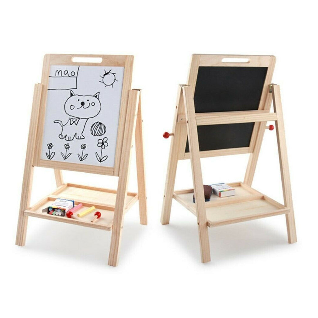 2-SEITIGE KINDERTAFEL AUS HOLZ STAFFELEI MALERKREIDE STIFTE